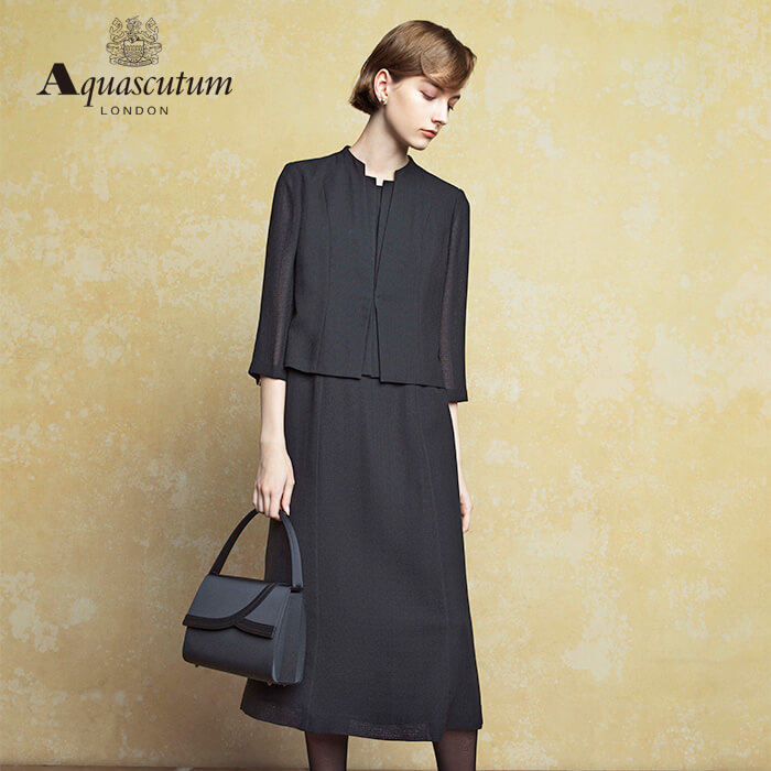 直線ラインのボカシチェックワンピース 15号・ブラック｜東京