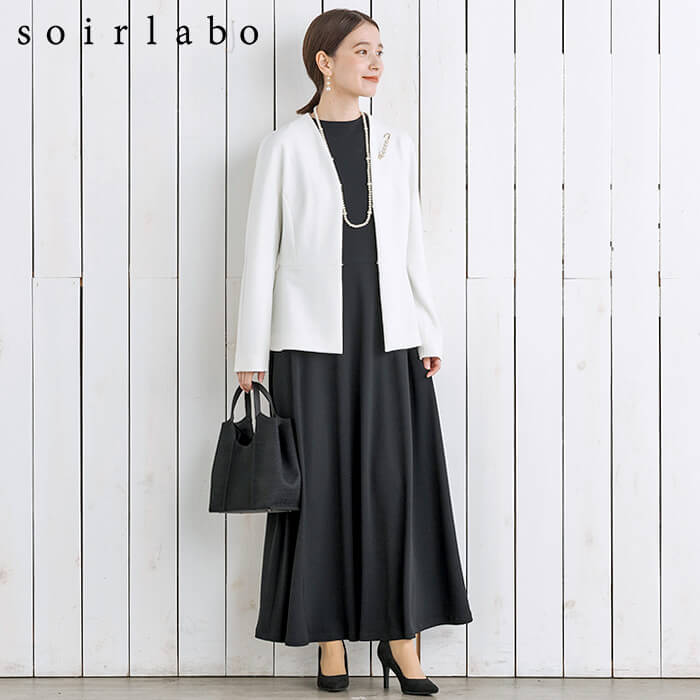 洗える｜シワになりにくいロングワンピース 9号・ブラック｜東京