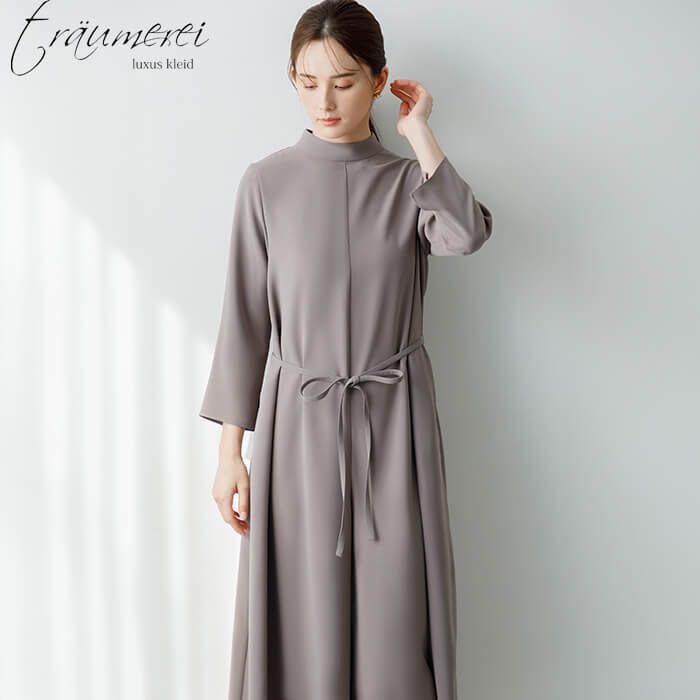 WEB限定｜ポケット付きワイドオールインワンドレス 9号・グレー｜東京