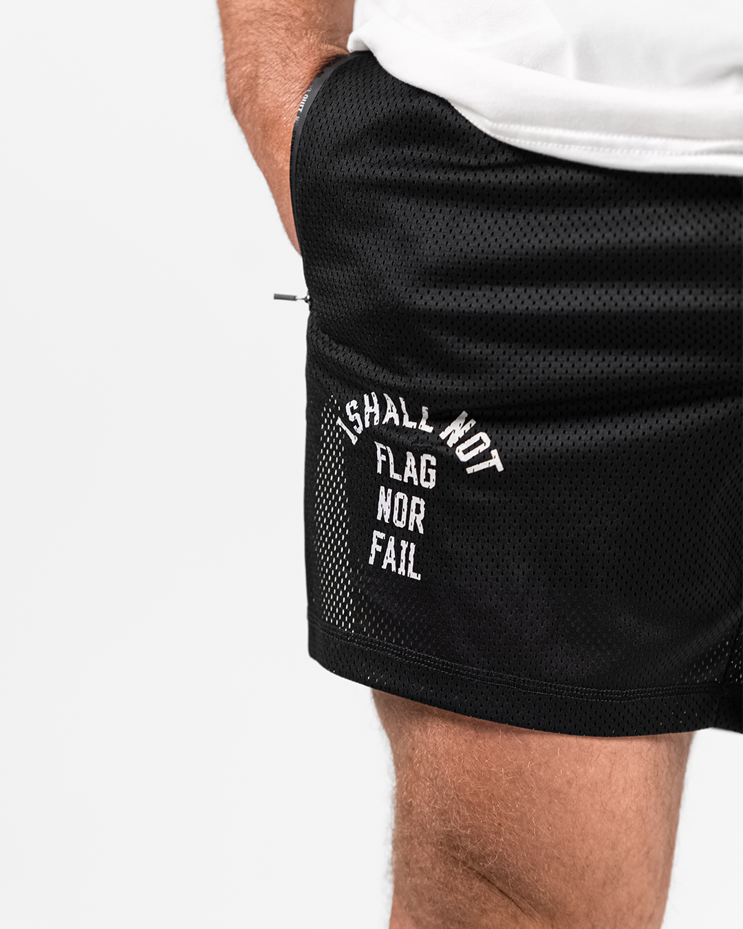 MENS MOMENTUM MESH SHORTS - BLACK – FLAG NOR FAIL
