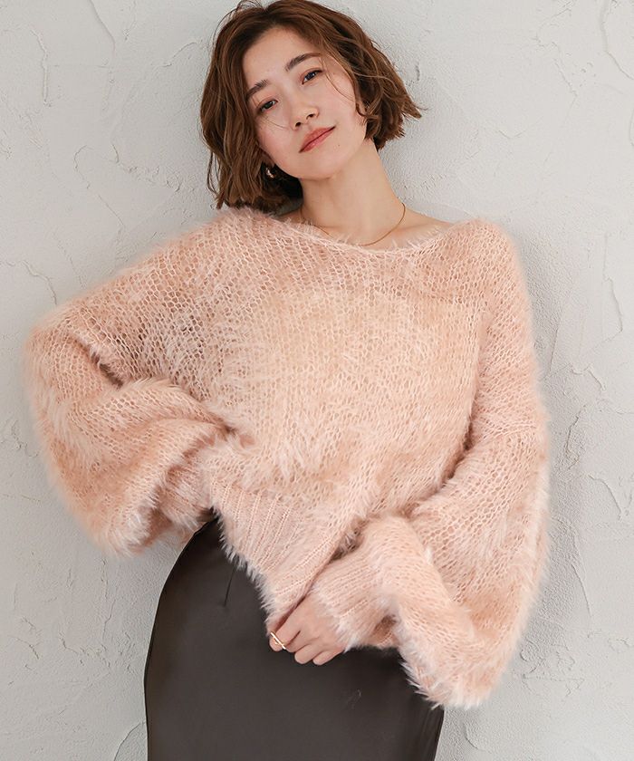 Vネックオーバーサイズシアーローゲージニット | ur's（ユアーズ）