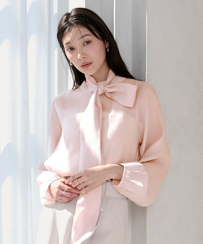 ボウタイ付シアーハイネックブラウス | ur's（ユアーズ）