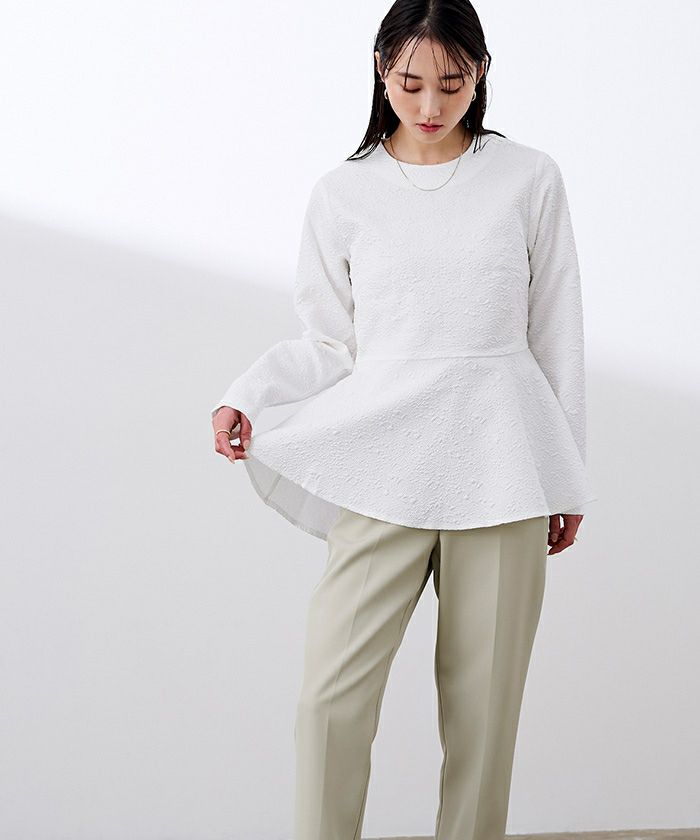 ふくれジャガードクルーネックペプラムプルオーバー | ur's（ユアーズ）