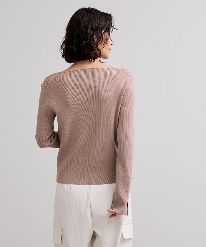 累計販売数1万枚突破！】ボートネックスリットスリーブリブニット