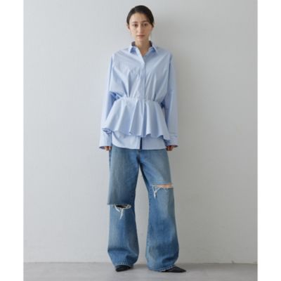 Whim Gazette(ウィム ガゼット)の【GEMINI】フリルベルトシャツ通販