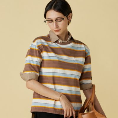 MADISONBLUE(マディソンブルー)のHORIZONTAL STRIPES POCKET TEE通販