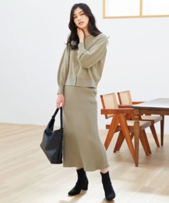 ANY(エニィ)のフェザーカーディガン×ニットスカートセットアップ通販