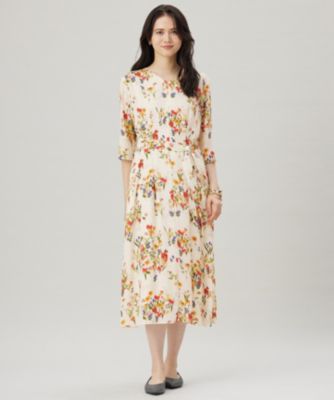 自由区(ジユウク)の【洗える】フラワーガーデンプリント ワンピース