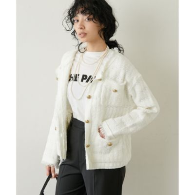 Whim Gazette(ウィム ガゼット)のツイードニットジャケット通販