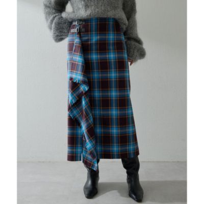 Whim Gazette(ウィム ガゼット)のチェックフリンジスカート通販