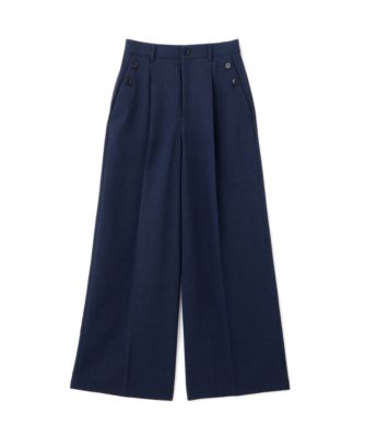 アドーア ドライストレッチ スリット入り ニットワイドパンツ ブルー