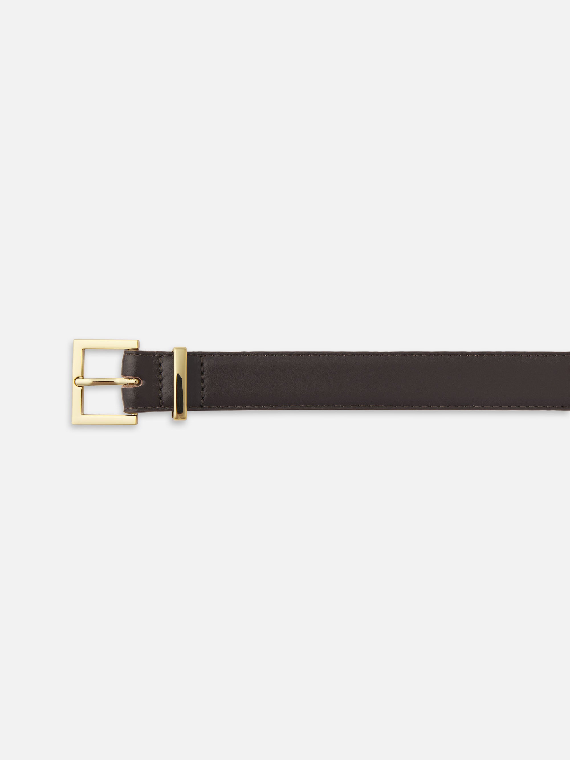 THE LEATHER SQUARE BUCKLE BELT DARK BROWN