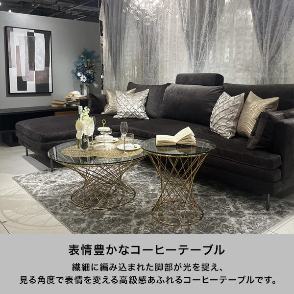 マーリア コーヒーテーブル クリア×ホワイト（φ800） | Francfranc