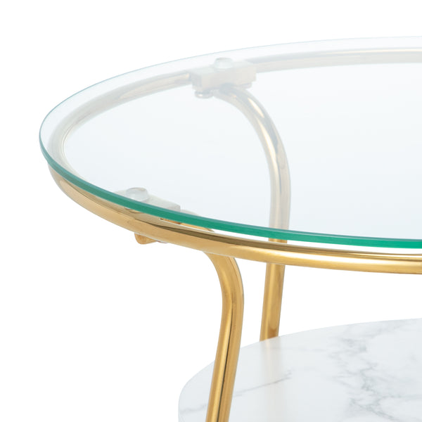 レガート サイドテーブル ゴールド×マーブル（W420） | Francfranc