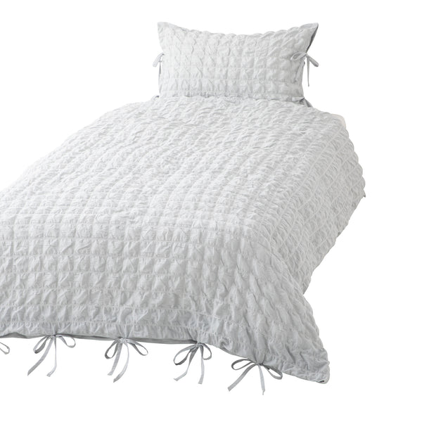 シアサッカーチェック 掛け布団カバー シングル ライトブルー