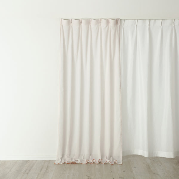 パイピングヘム レースカーテン H2150×W1000 ピンク×オレンジ