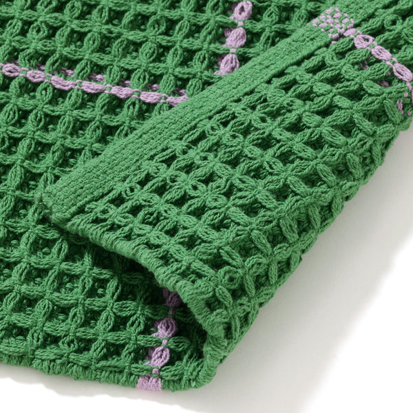 ワッフル ウィンドウペン コットンラグ M 2000×1400 グリーン×パープル