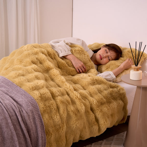 WARMY ポコモコファー 掛け布団カバー ダブル イエロー | Francfranc