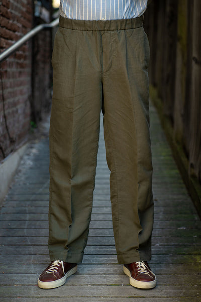Knickerbocker Park Cotton & Linen Pant - Olive - Franklin & Poe