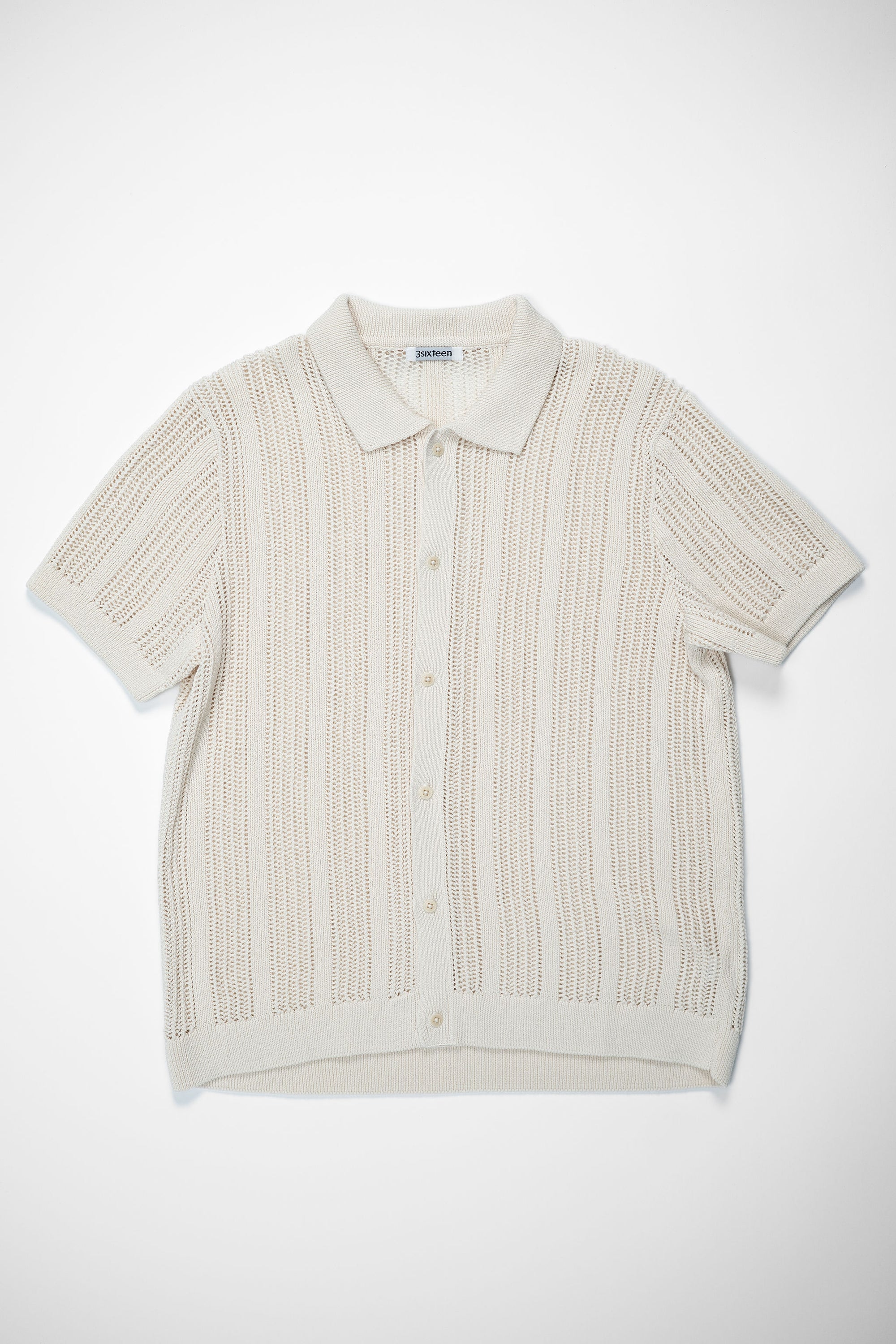 3sixteen Short Sleeve Knit Shirt - Ecru Mesh Stripe - Franklin & Poe