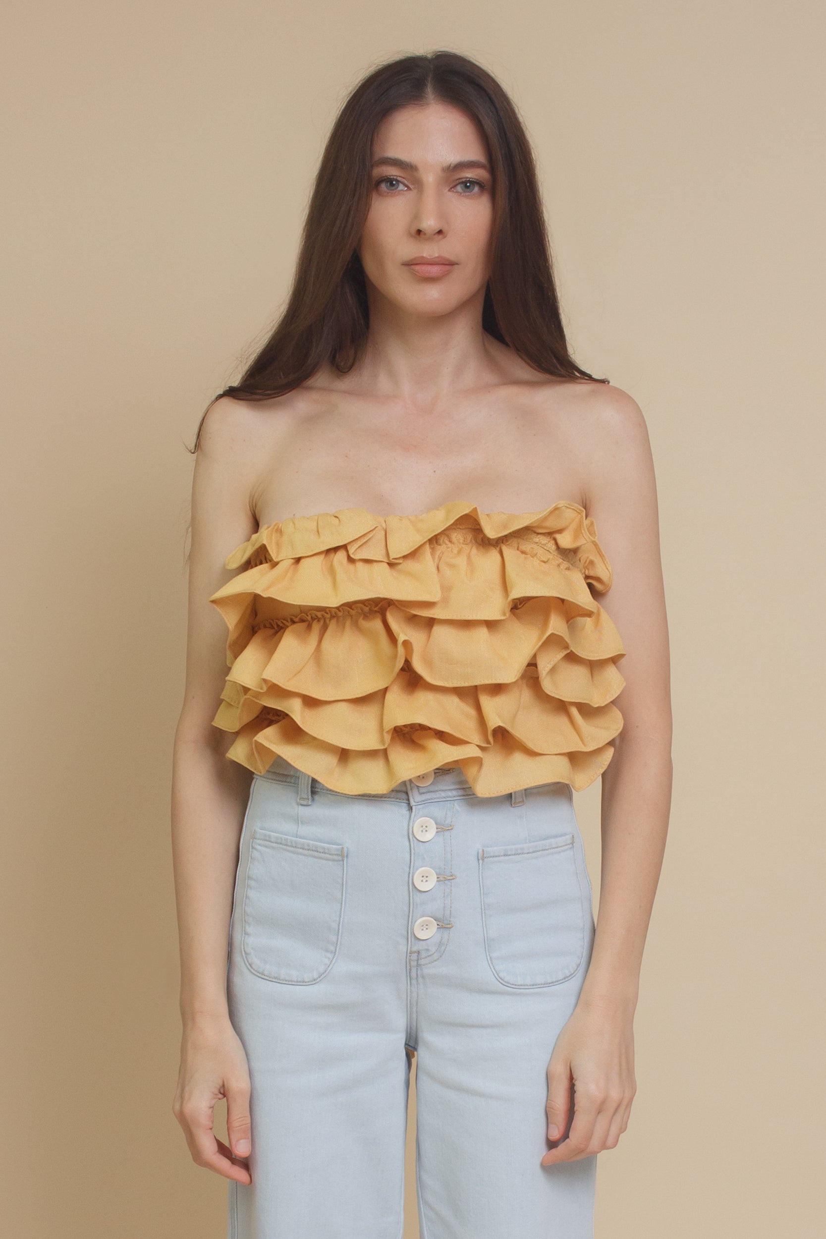 Mable Lace Up Ruffle Corset Top – Franklin Sunset