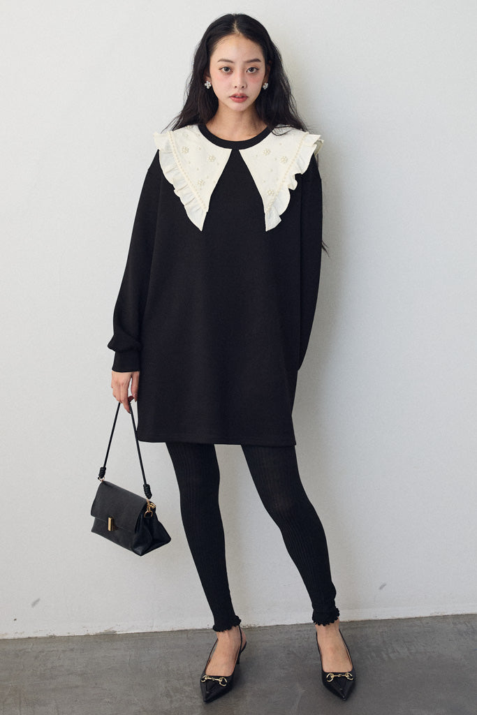 予約]パールフラワーBIGカラースウェットワンピ – Frene