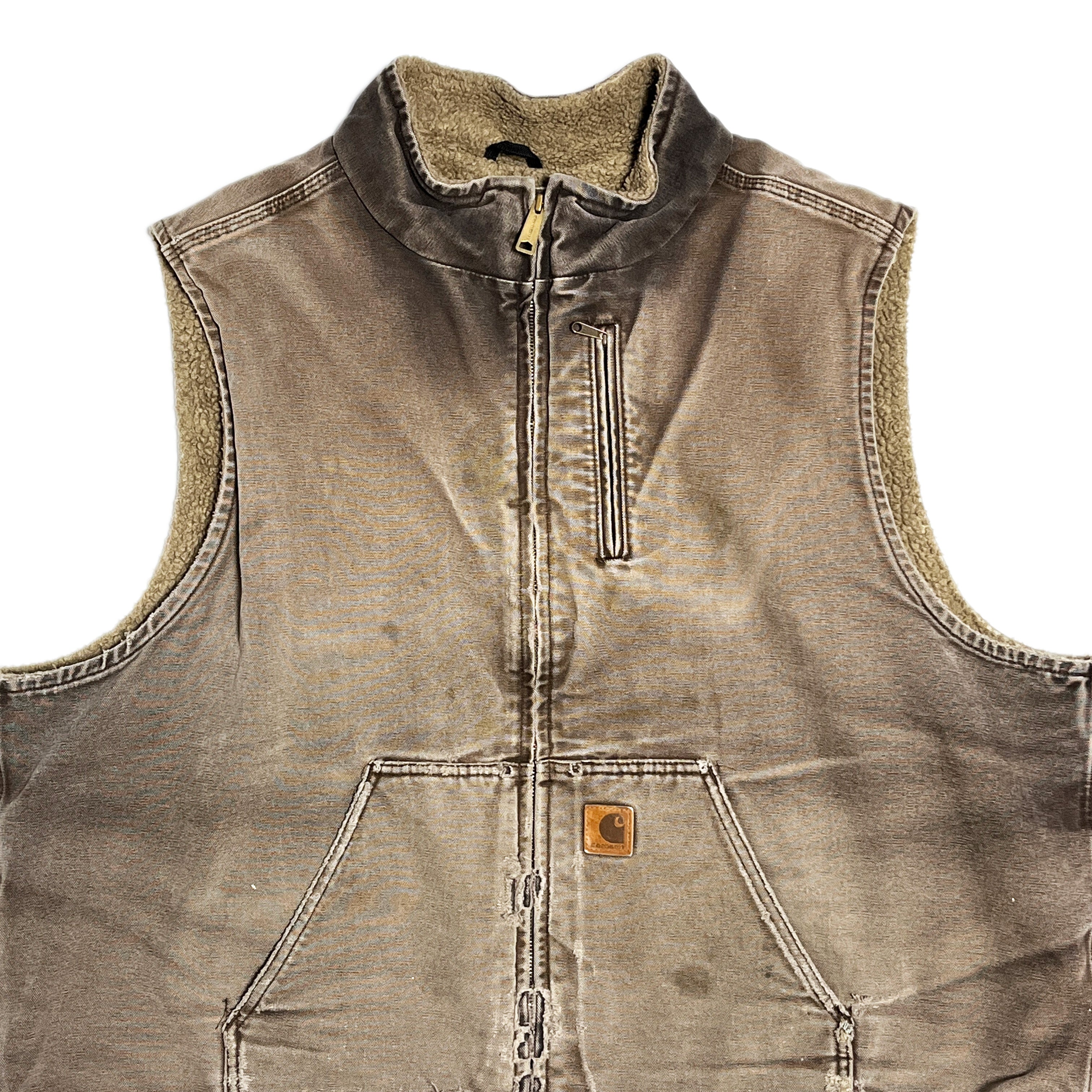 11 メキシコ製 Carhartt ダックベスト ボア ブラウン Size (3XL