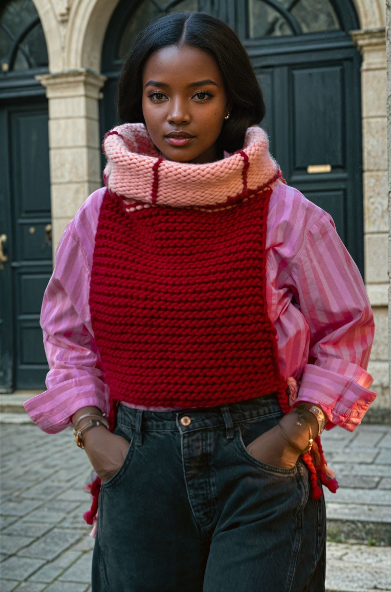Red & pink juxtaposed vest – Funky Gavroche