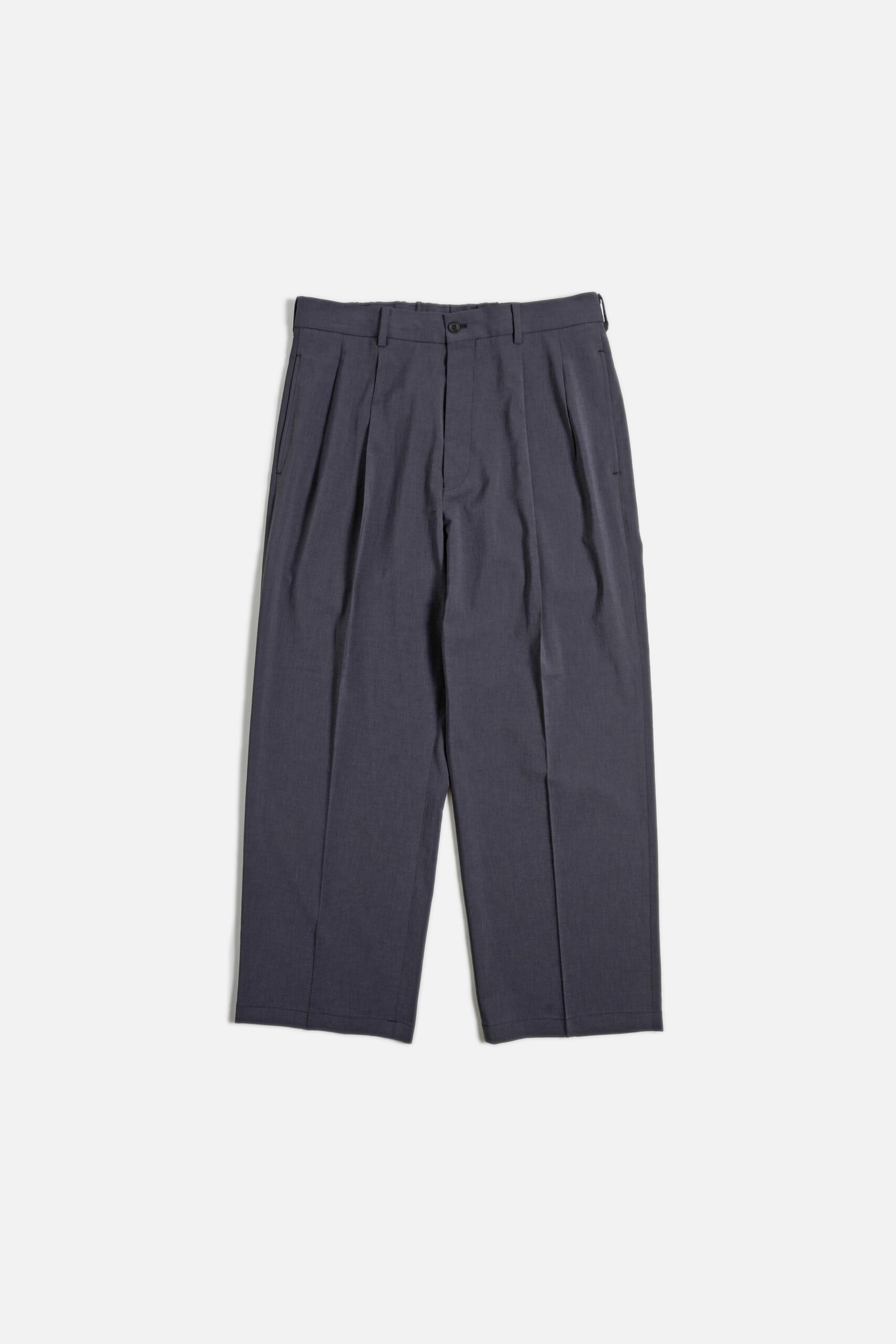 DOUBLE PLEATED TROUSERS – POLYESTER GABARDINE – CAHRCOAL GRAY