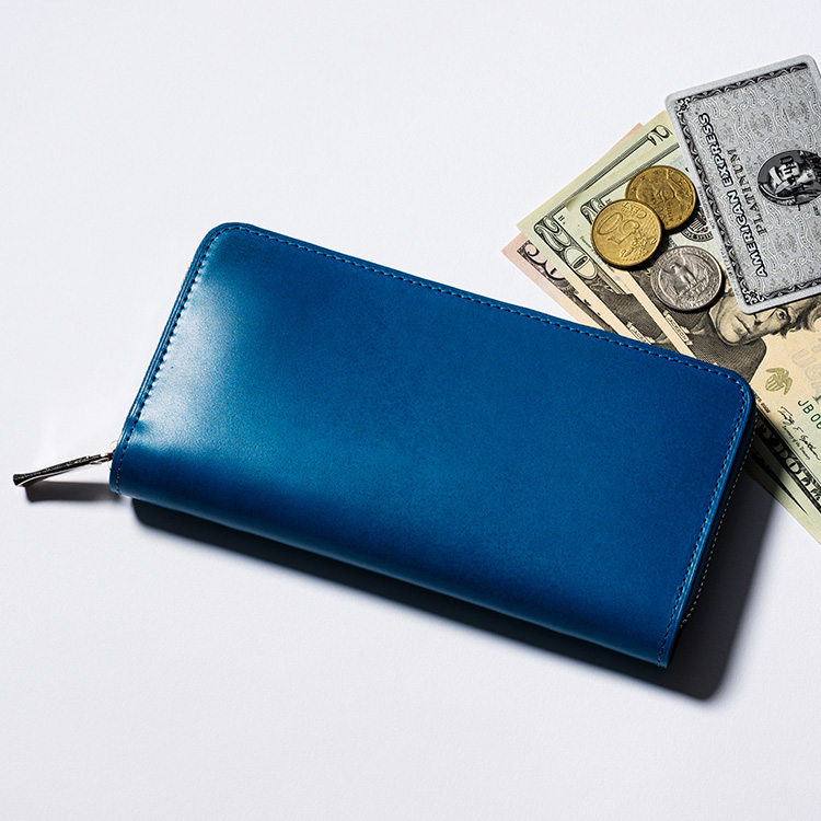 CENTENA】アニリンコードバン ターコイズ ラウンド長財布 | 藤巻百貨店