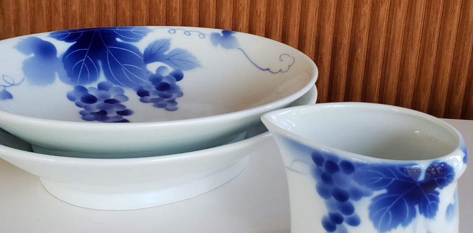 ブルーワイナリー 楕円盛鉢（縦19㎝・横23㎝・高さ5㎝） | 有田焼 深川