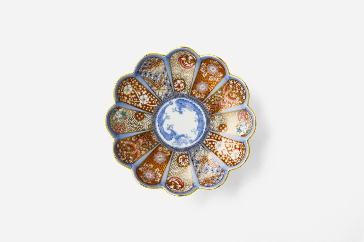 豪華絢爛 宝泉作 金襴手 青海波丸紋 平蓋碗 10客 有田焼 豪華絢爛 宝泉