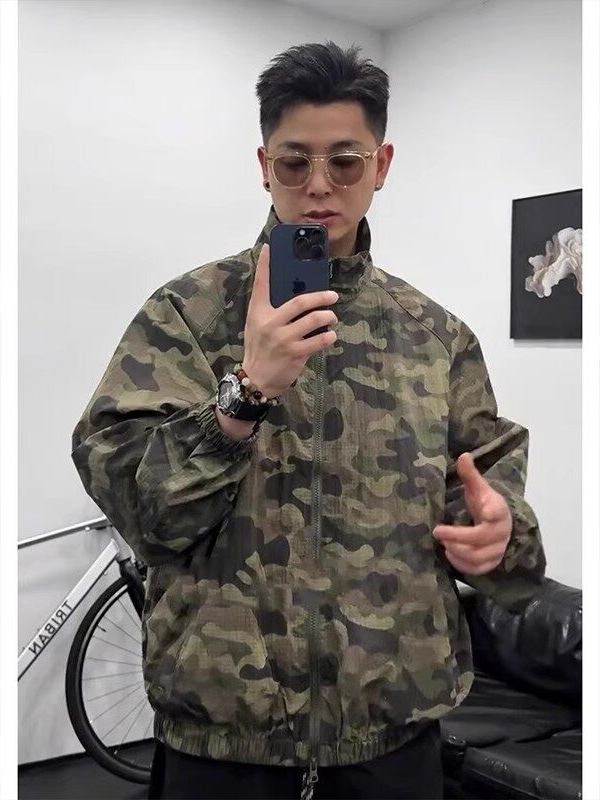 リップストップ 迷彩 ブルゾン ミリタリージャケット メンズ
