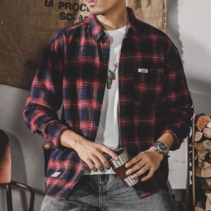 アメカジ ヴィンテージ風チェック柄フランネルシャツ シャツ|アメカジ