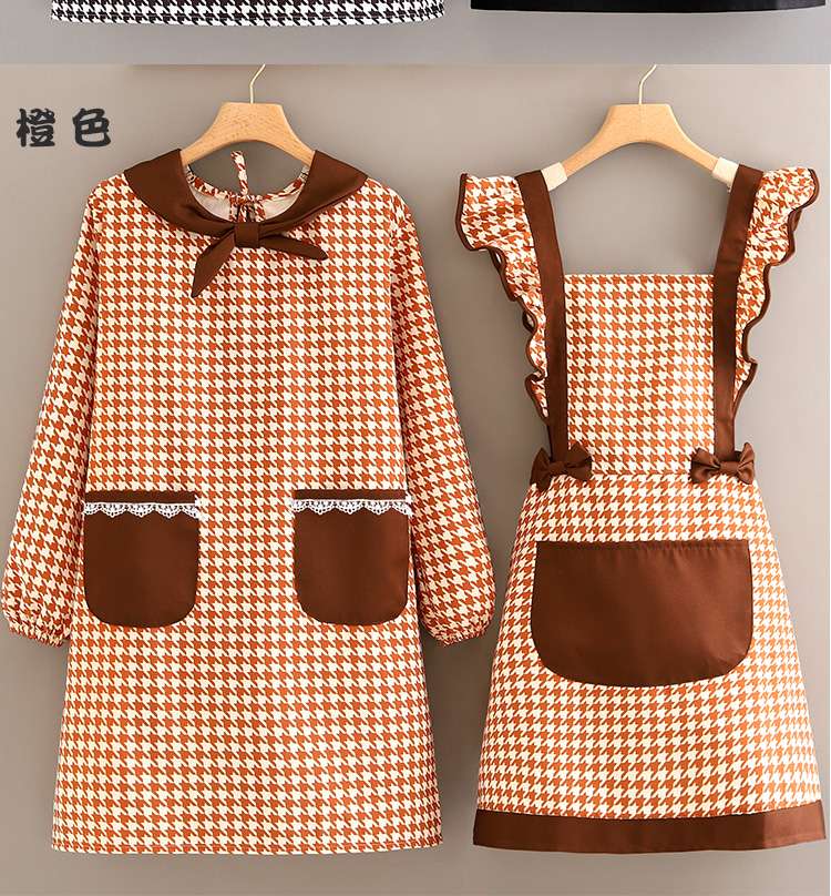 保育士 エプロン ドレス セット モノトーン 千鳥柄 チェック柄