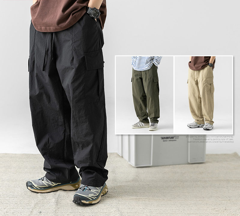 ベージュパンツ 男女兼用 ワイドカーゴパンツ ベージュ 春夏 カーゴ