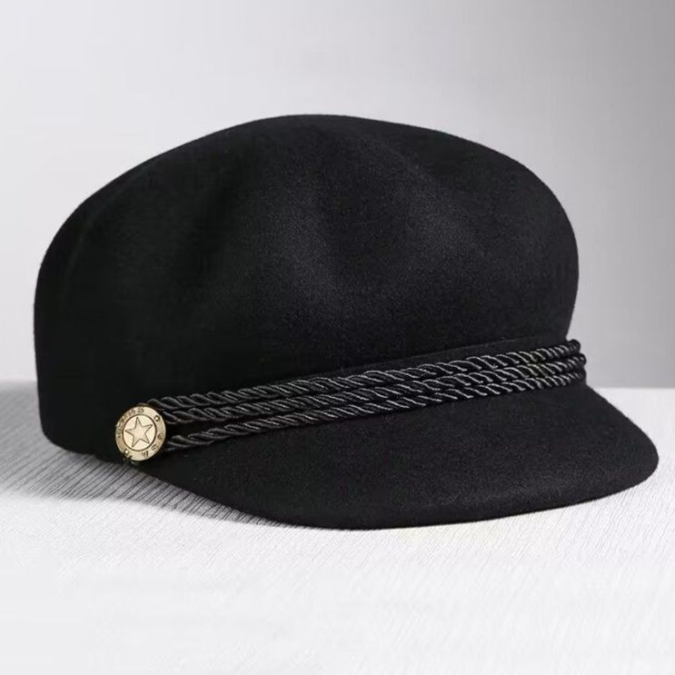 キャスケット 金具装飾付きウールキャスケット帽子 ウール