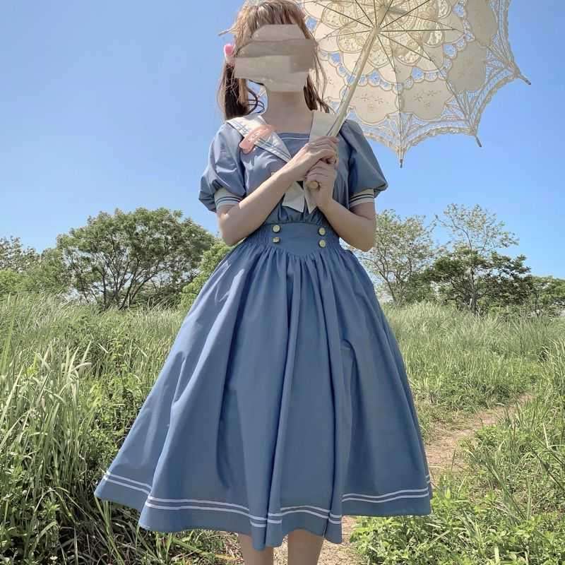 セーラー服 レトロ調セーラーカラーワンピース スカート|セーラー服