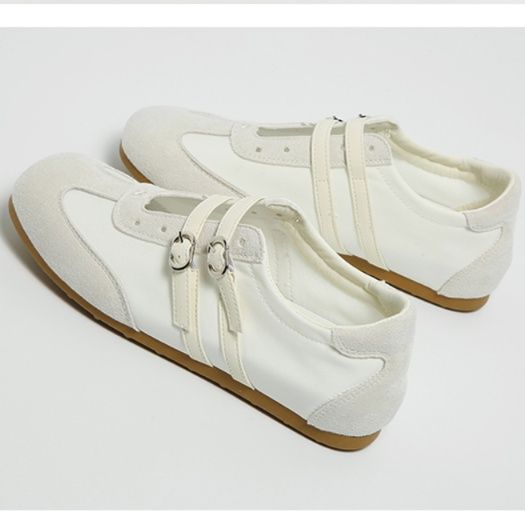 フラットシューズ ベルト付きメッシュフラットスニーカー メッシュ