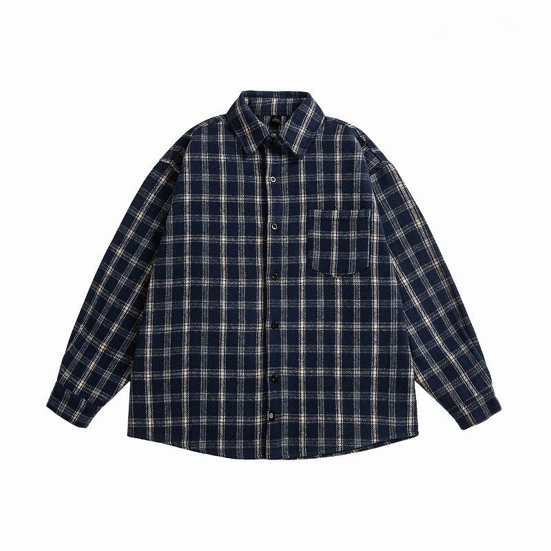 チェック柄シャツ コットンギンガムチェック長袖シャツ チェック柄