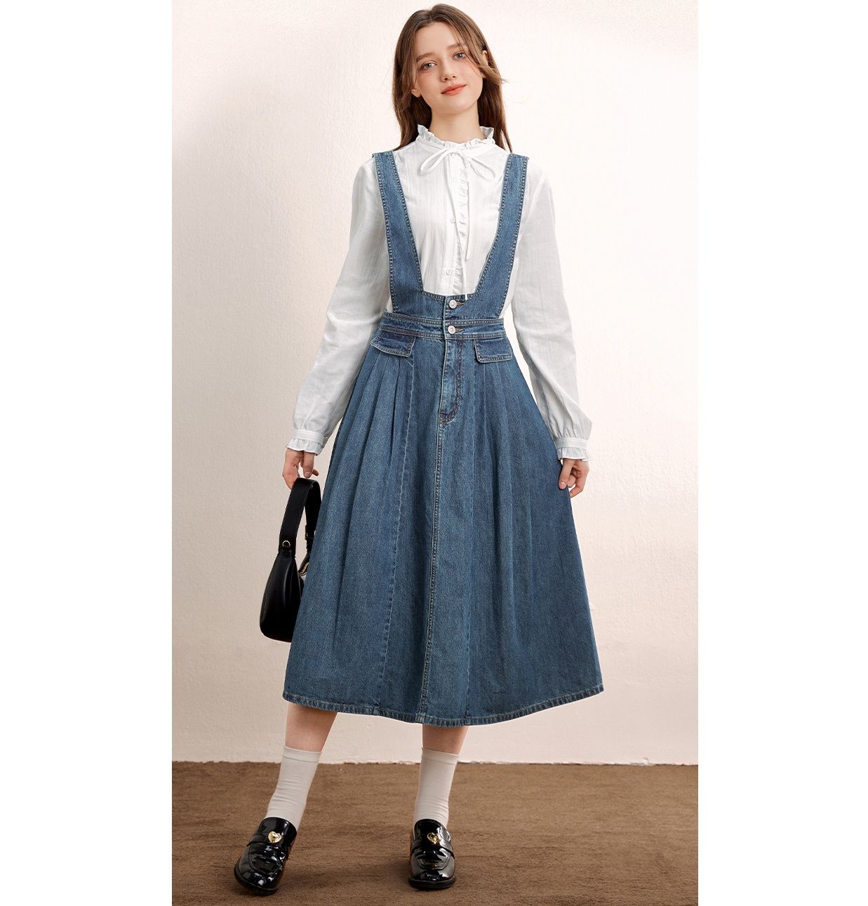 ジャンパー スカート ダンガリー風フレアジャンパースカート フレア