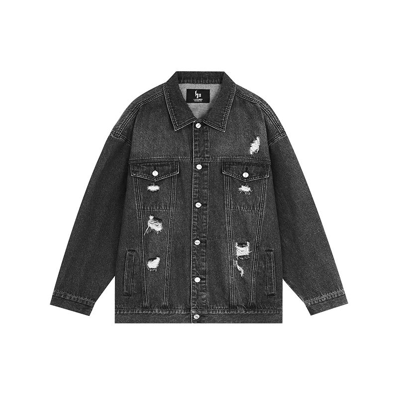 デニムジャケット ビンテージ風 ダメージ加工 オーバージャケット