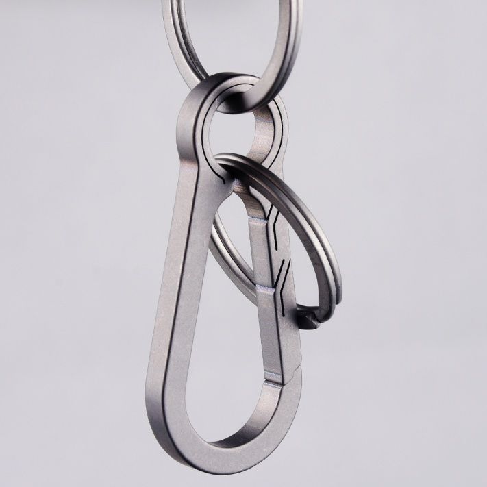 キーリング チタン合金フック型シルバーキーホルダー シルバー