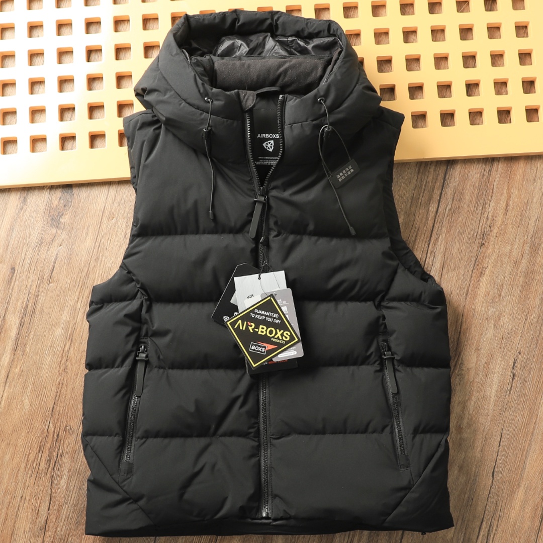 メンズダウン 保温性抜群 フード付きダウンベスト ベスト|メンズダウン