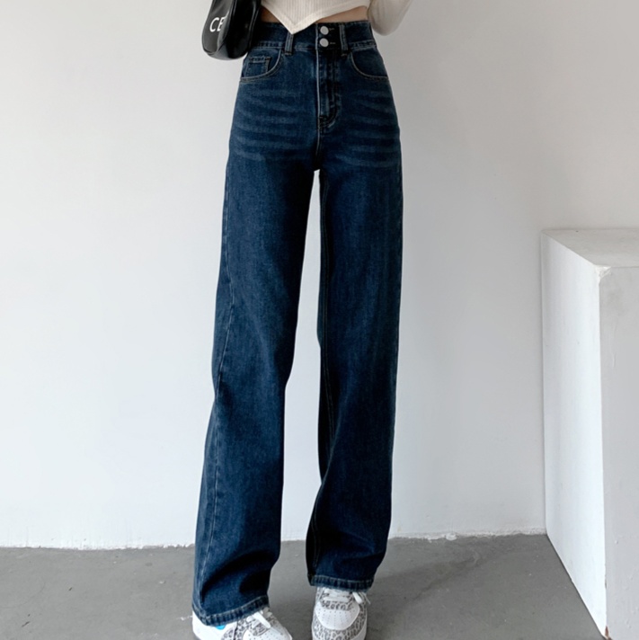 ネイビーコーデ 骨格ウェーブワイドデニムパンツ デニム / ジーンズ