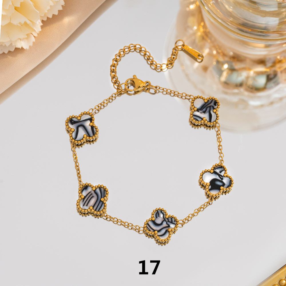 四つ葉クローバー ブレスレット 天然石 幸運のお守り レディース