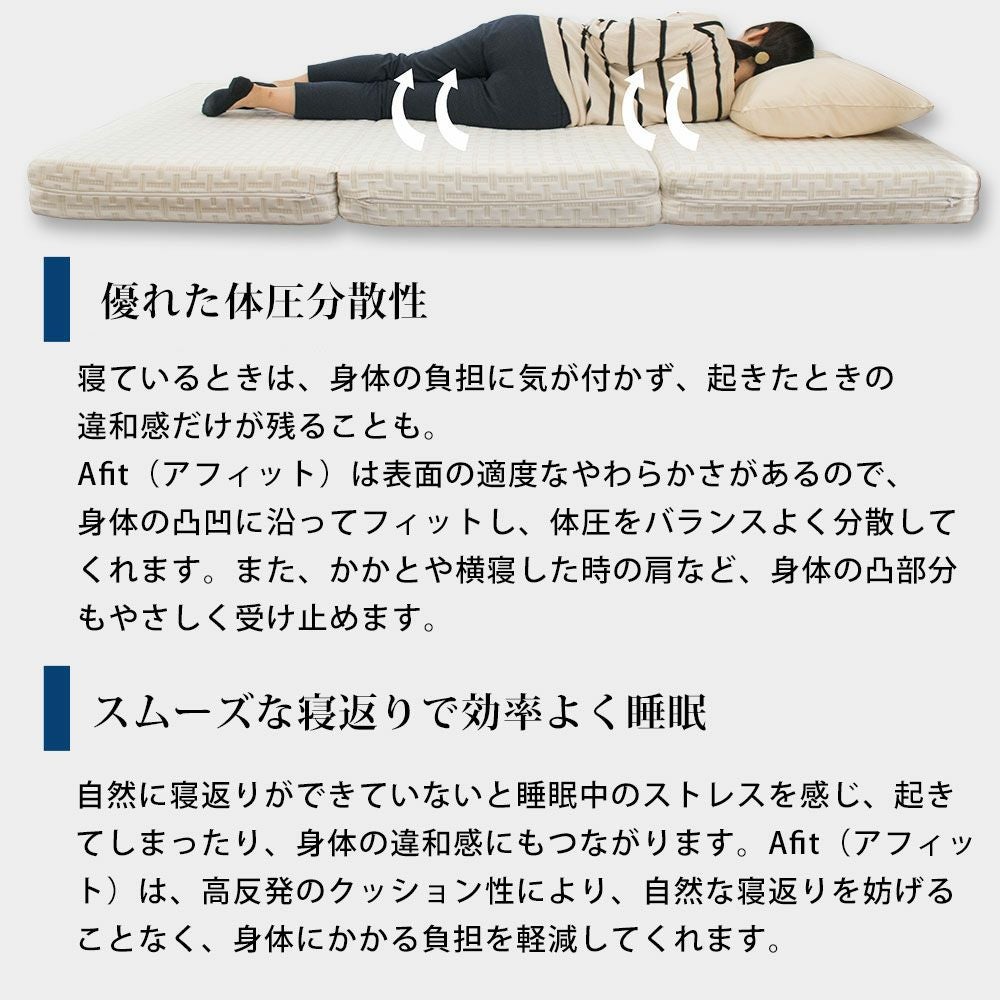 西川 Afit（アフィット） ダブル 三つ折り マットレス 折りたたみ 厚み