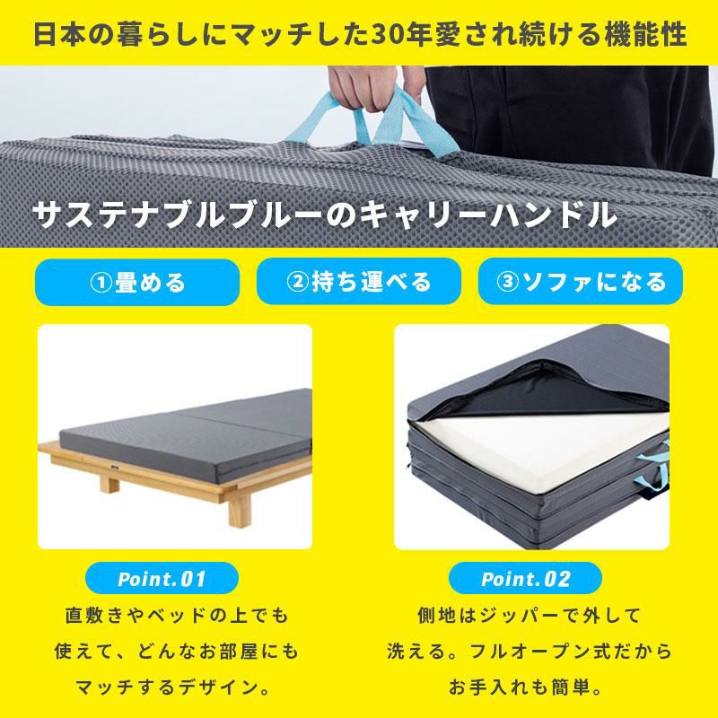 マニフレックス サステナブルウイング 三つ折りマットレス 折りたたみ