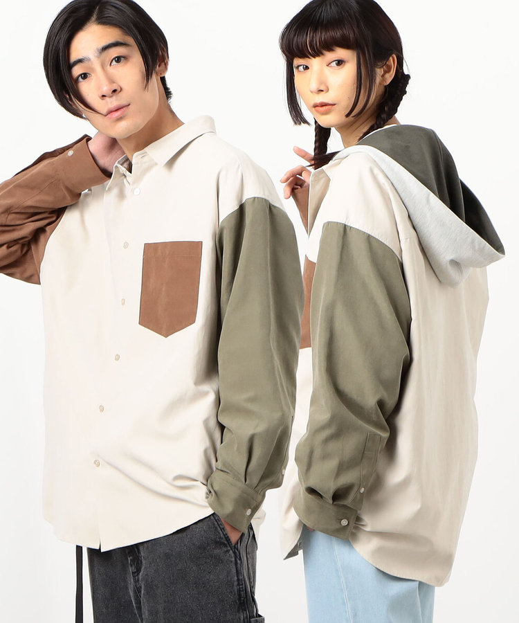 ピーチスキン 取り外し裏毛フード付きシャツ（55-07HC20-203
