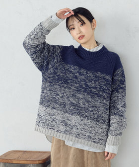 変形 鹿の子 グラデーション ニット（52-77KM72-205）｜おにぎり